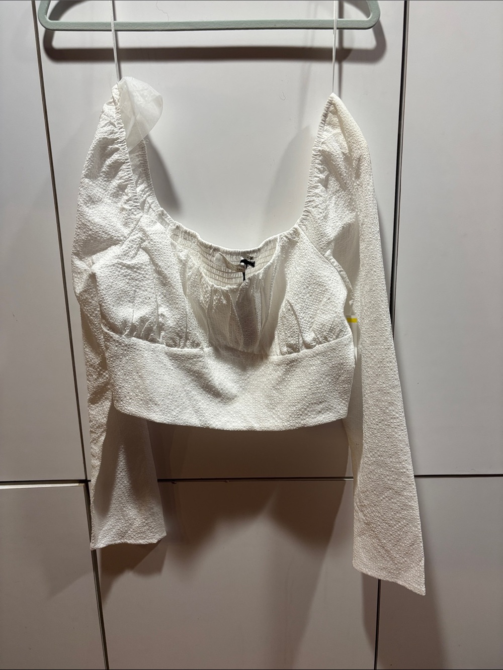 Astr White Square-Neck Long Sleeve Crop Top xl‎ nwt